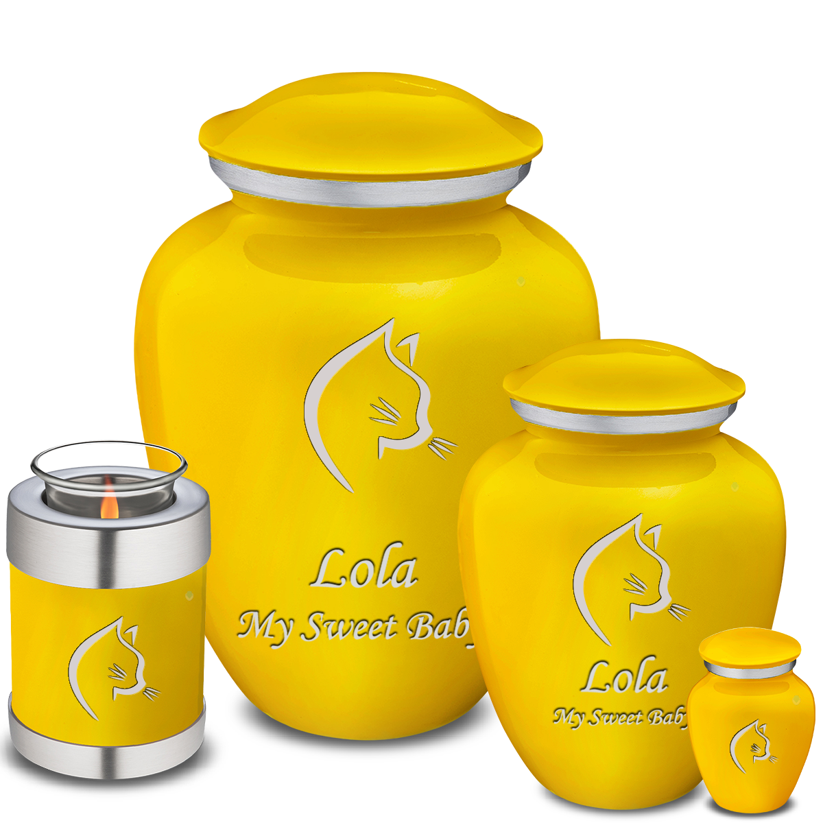Large Embrace Yellow Cat Pet Cremation Urn