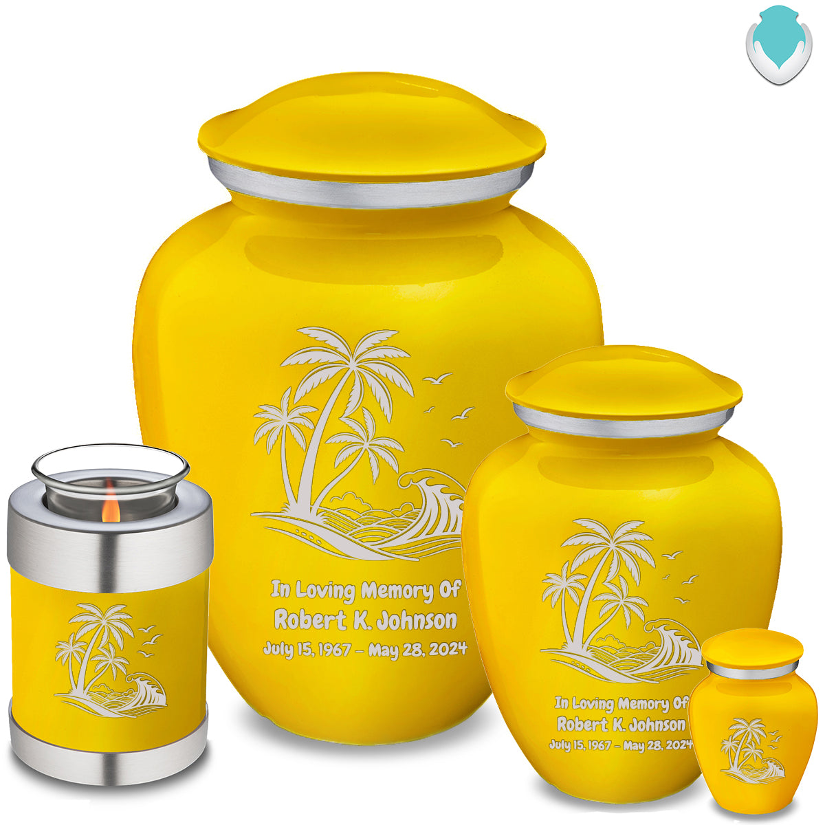 Medium Embrace Yellow Palm Beach Cremation Urn