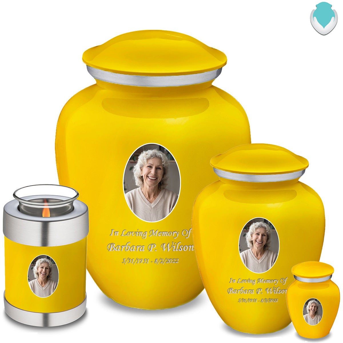 Candle Holder Embrace Yellow Portrait Cremation Urn