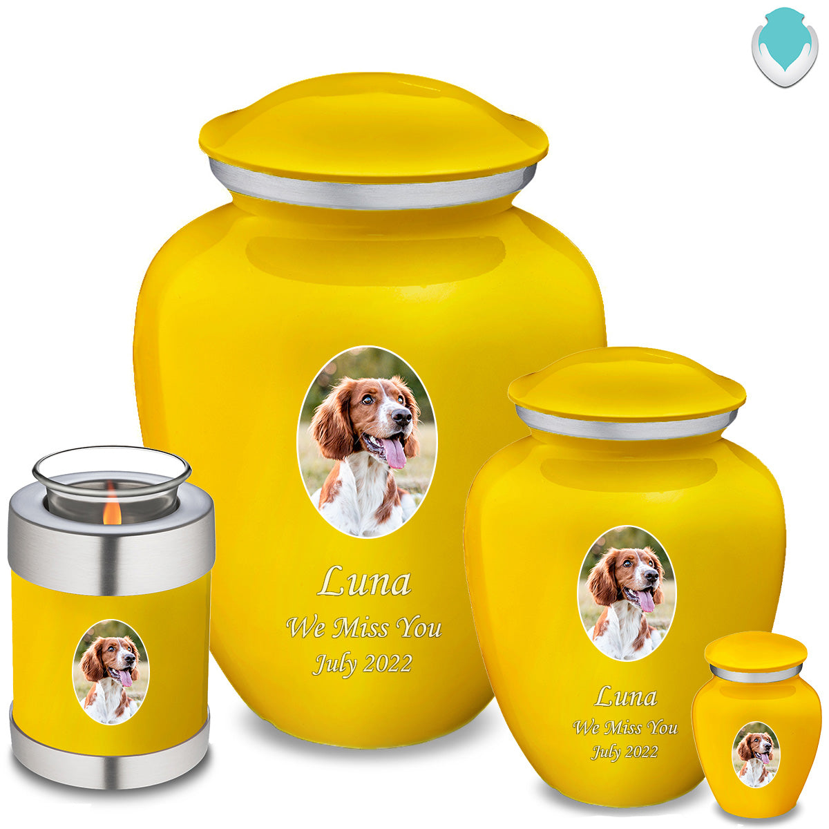 Keepsake Pet Embrace Yellow Portrait Cremation Urn