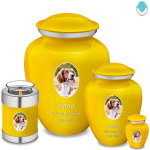Candle Holder Pet Embrace Yellow Portrait Cremation Urn