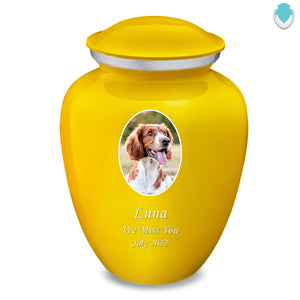 Adult Pet Embrace Yellow Portrait Cremation Urn