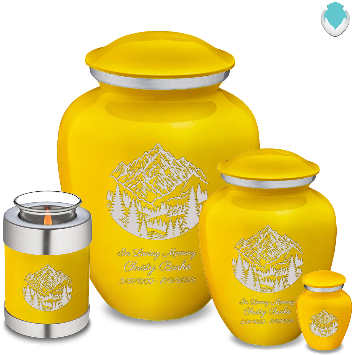 Medium Embrace Yellow Rocky Mountains Cremation Urn