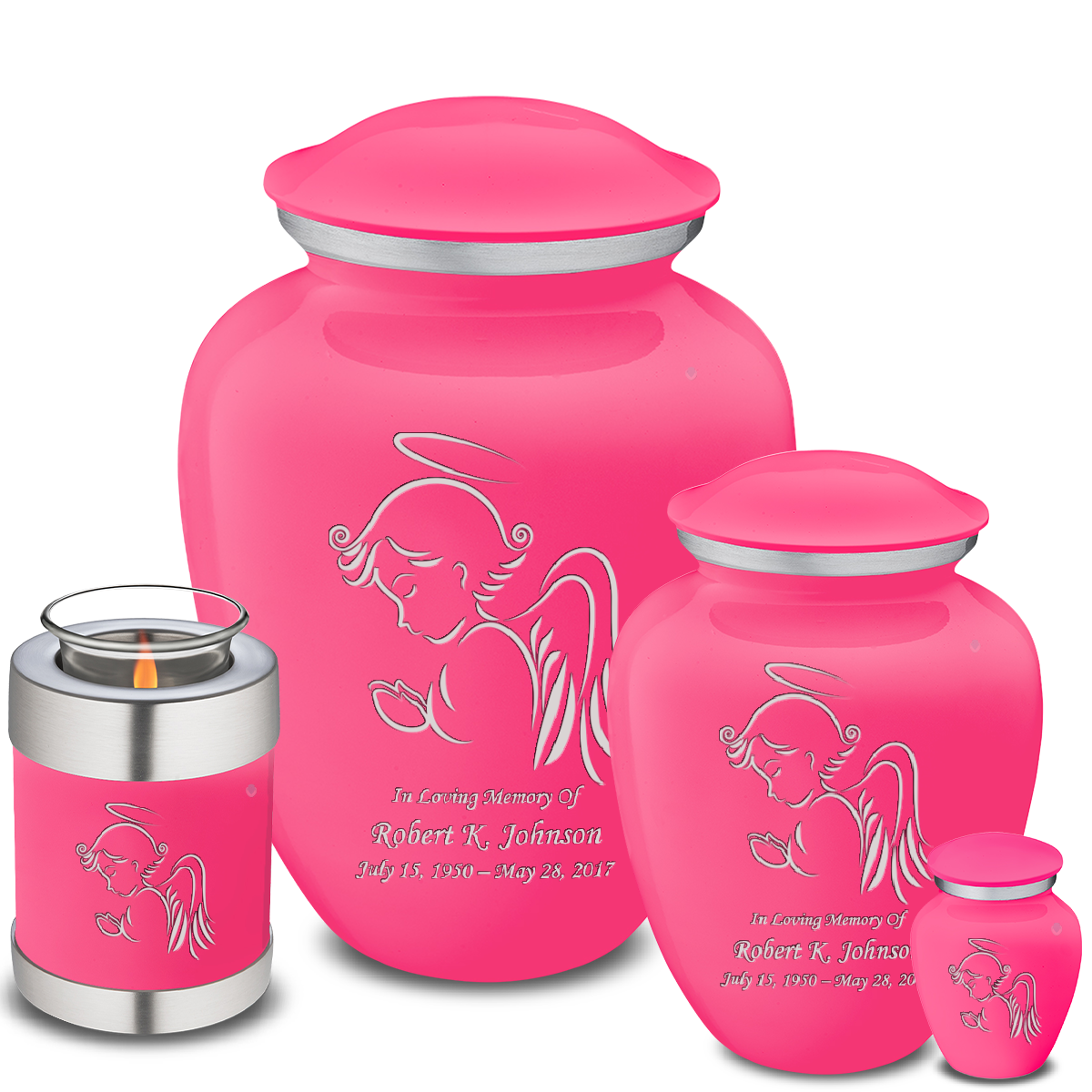 Adult Embrace Bright Pink Angel Cremation Urn
