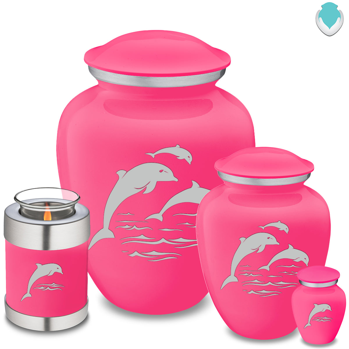 Adult Embrace Bright Pink Dolphins Cremation Urn