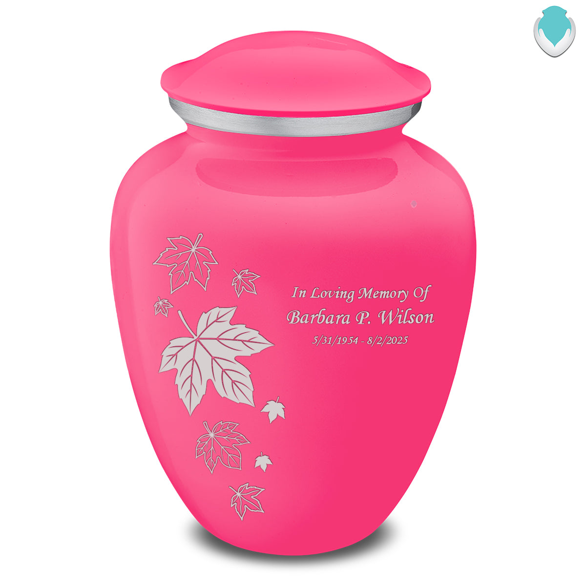 Adult Embrace Bright Pink Falling leaves Cremation Urn
