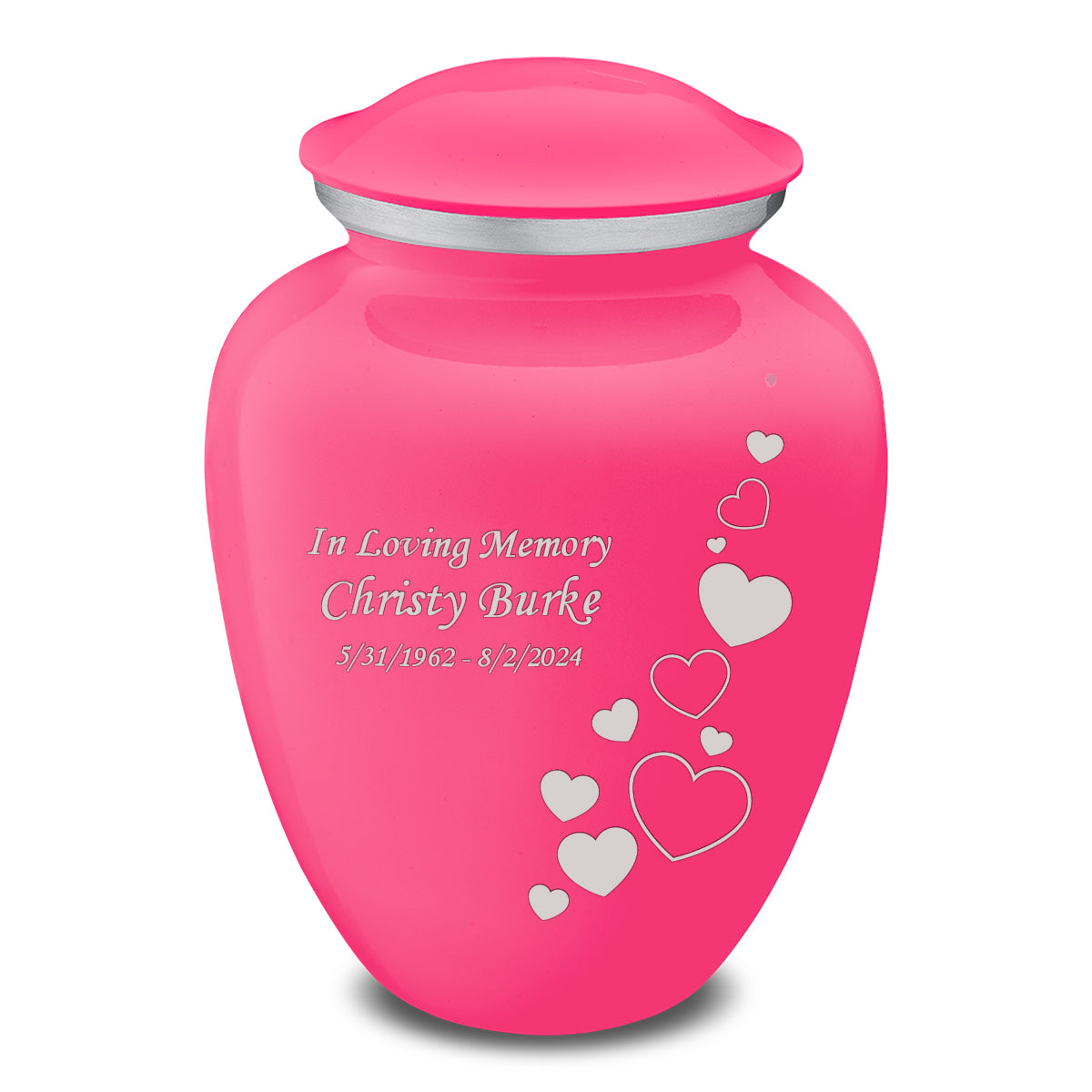 Adult Embrace Bright Pink Floating Heart Cremation Urn