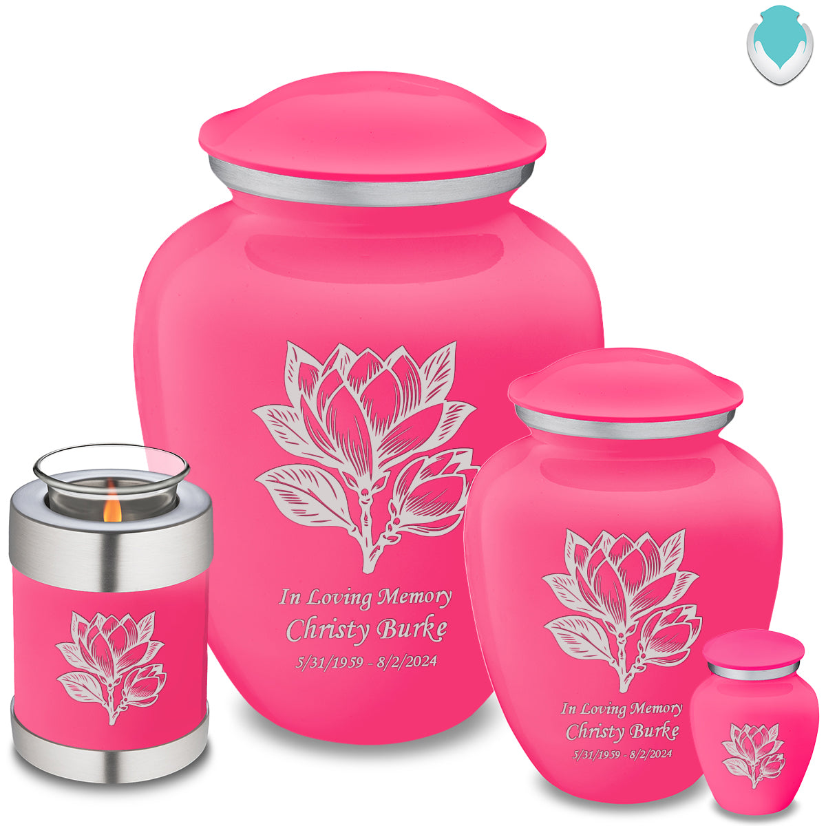 Keepsake Embrace Bright Pink Magnolia Flower Cremation Urn