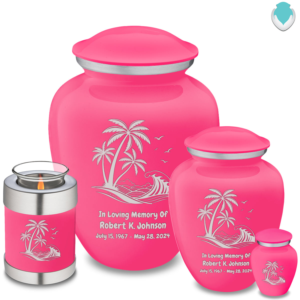 Medium Embrace Bright Pink Palm Beach Cremation Urn