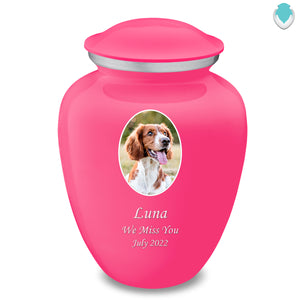 Adult Pet Embrace Bright Pink Portrait Cremation Urn