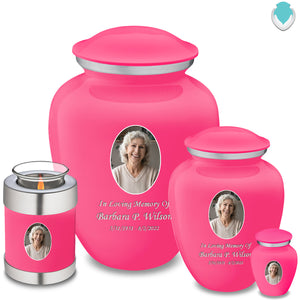 Candle Holder Embrace Bright Pink Portrait Cremation Urn