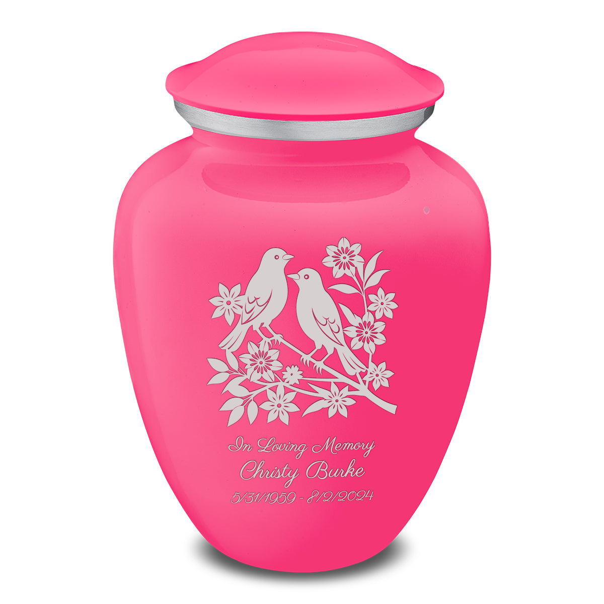 Adult Embrace Bright Pink Songbirds Cremation Urn