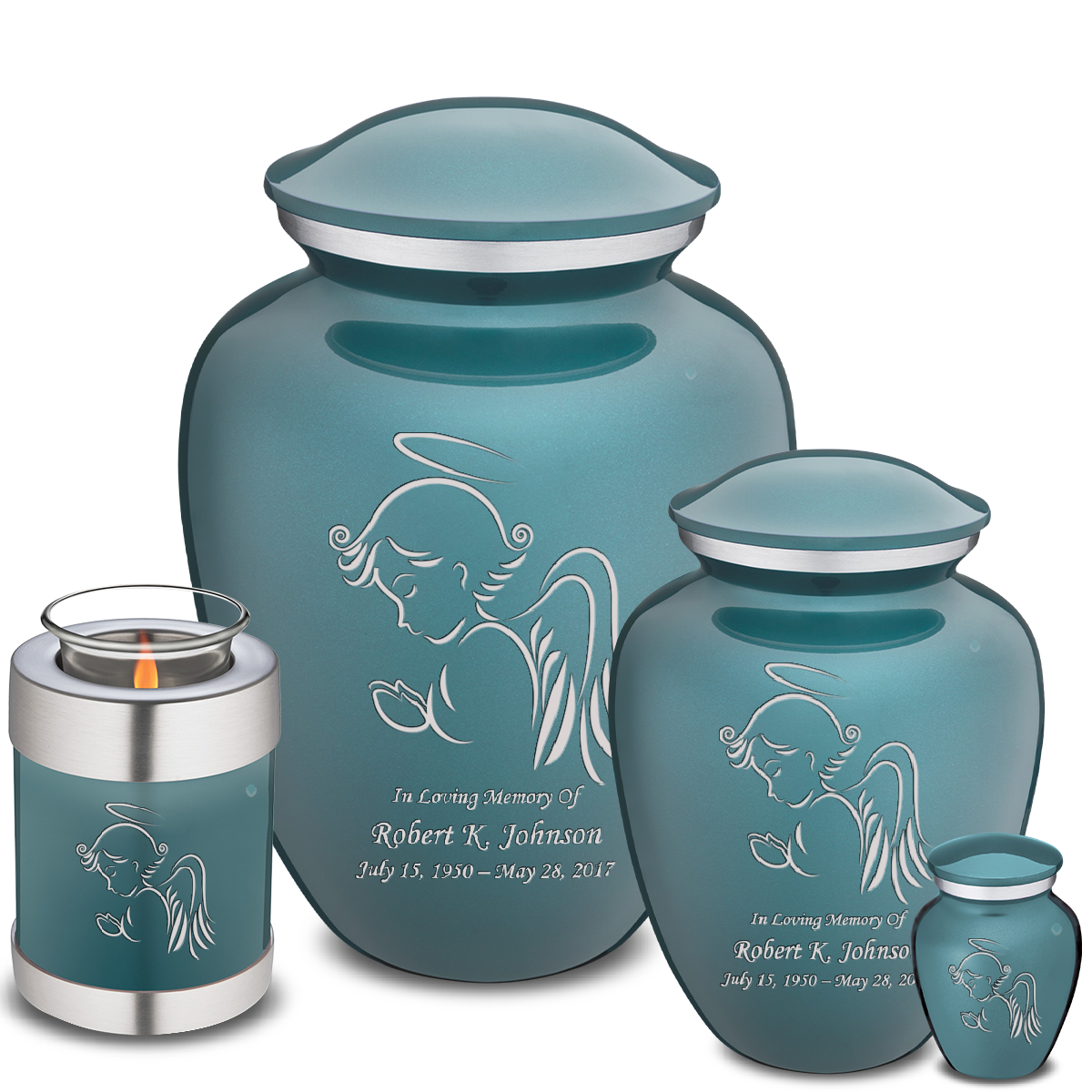 Adult Embrace Teal Angel Cremation Urn