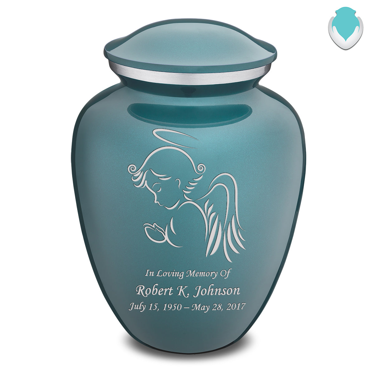 Adult Embrace Teal Angel Cremation Urn