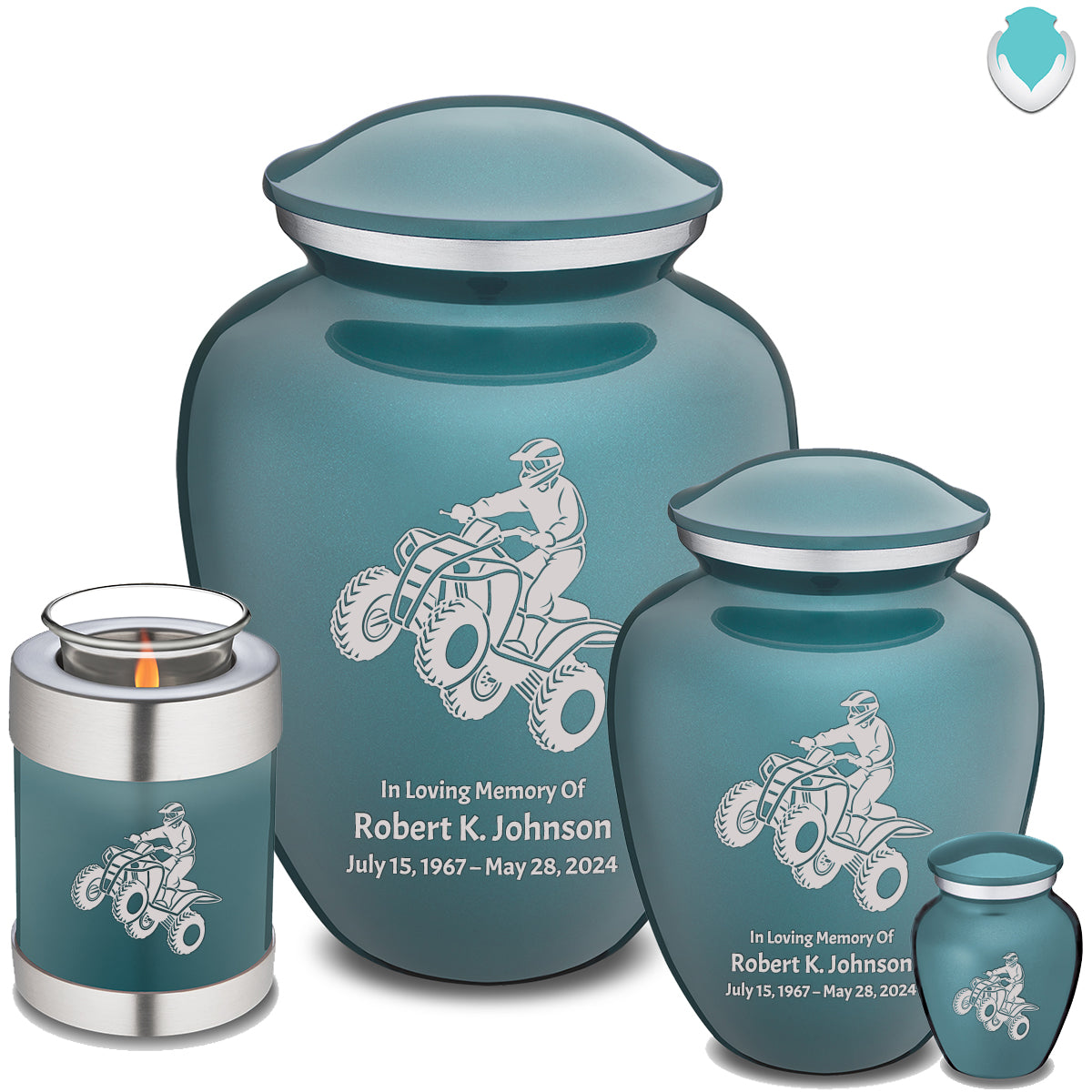 Medium Embrace Teal ATV Cremation Urn