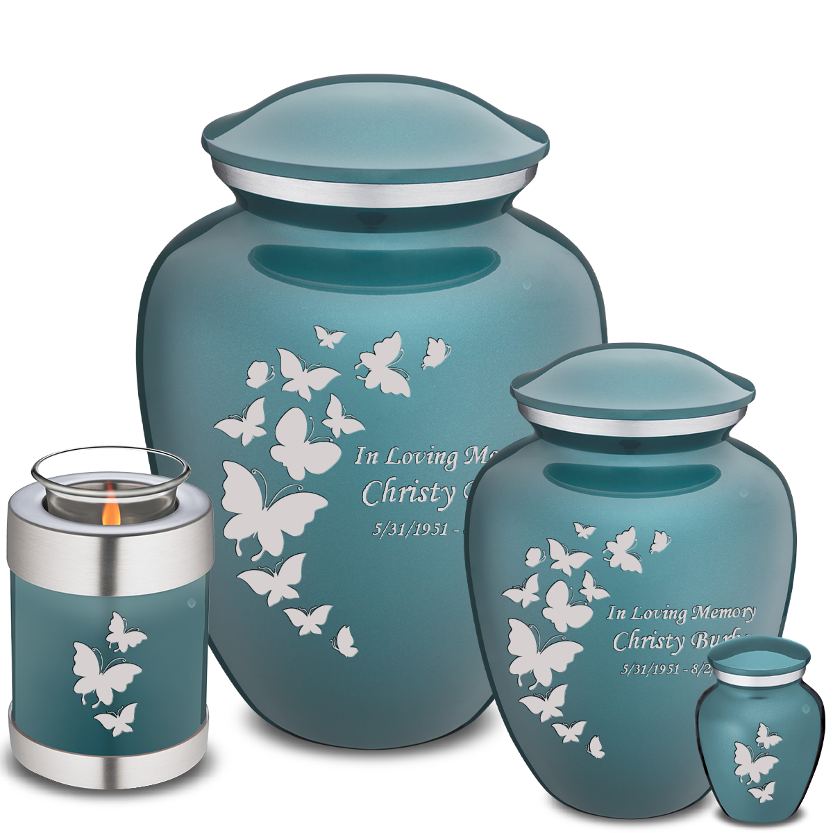 Adult Embrace Teal Butterfly Cremation Urn