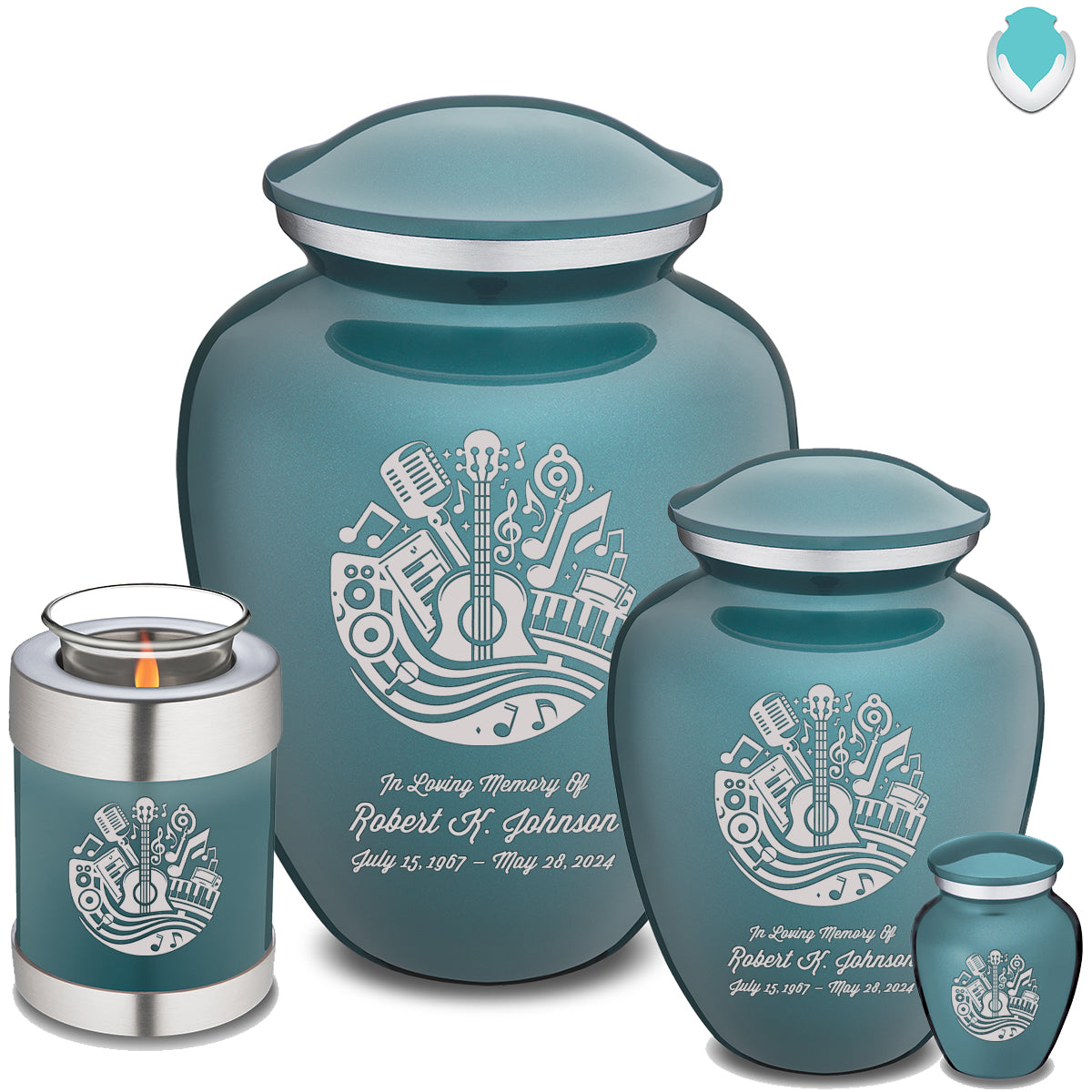 Medium Embrace Teal Music Cremation Urn