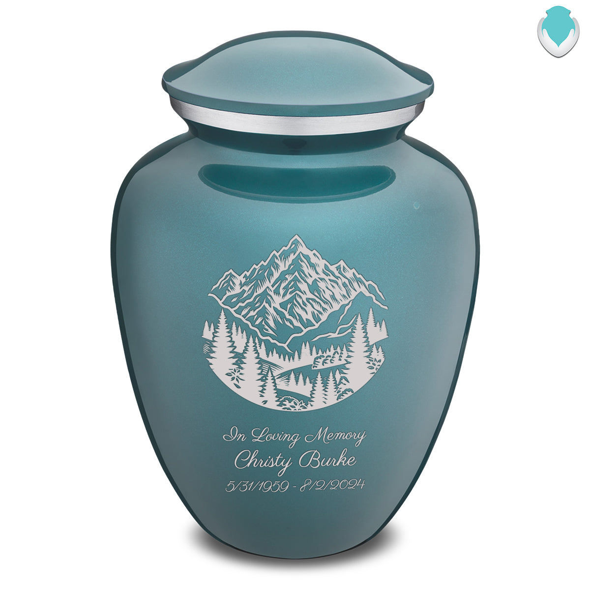 Adult Embrace Teal Rocky Mountains Cremation Urn