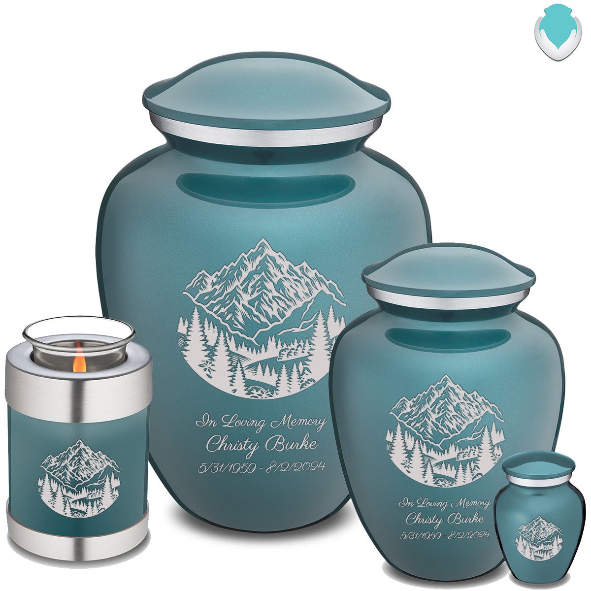 Keepsake Embrace Teal Rocky Mountains Cremation Urn