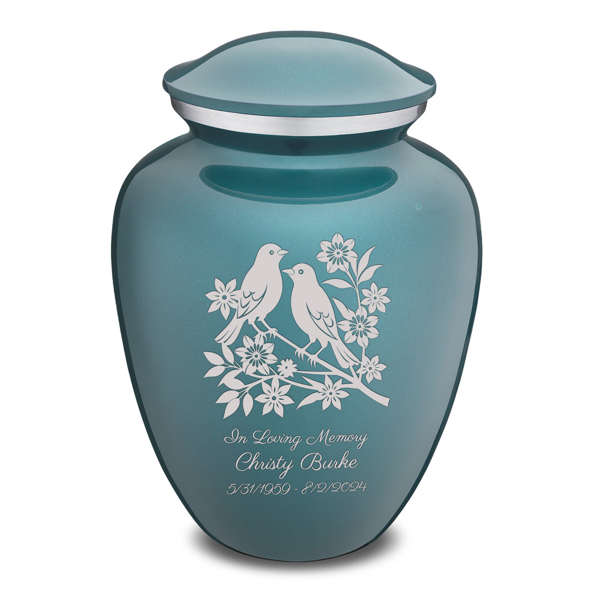 Adult Embrace Teal Songbirds Cremation Urn