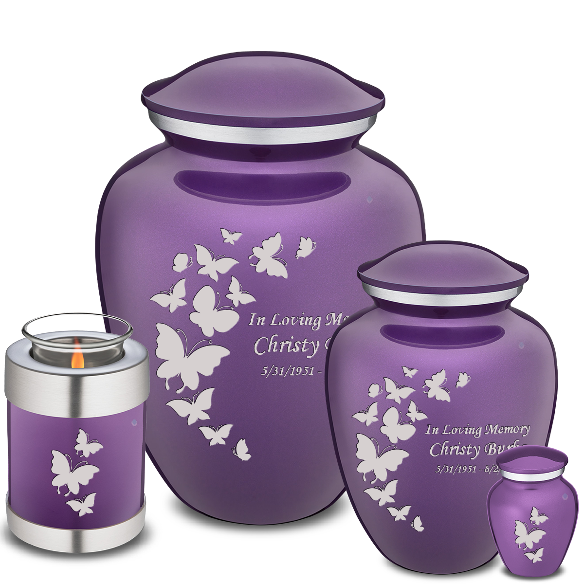 Adult Embrace Purple Butterfly Cremation Urn