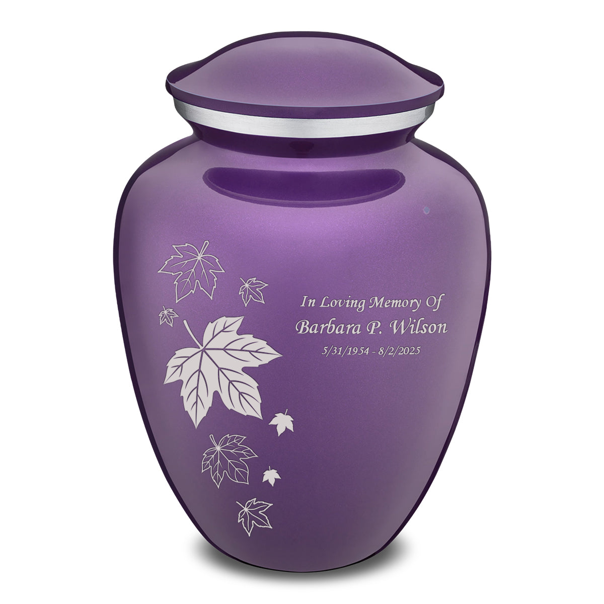 Adult Embrace Purple Falling Leaves Cremation Urn