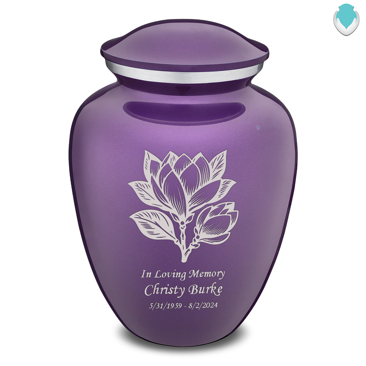 Adult Embrace Purple Magnolia Flower Cremation Urn