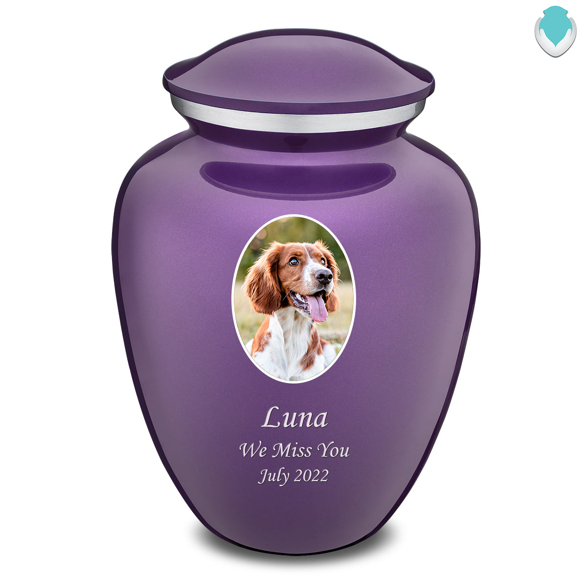 Adult Pet Embrace Purple Portrait Cremation Urn