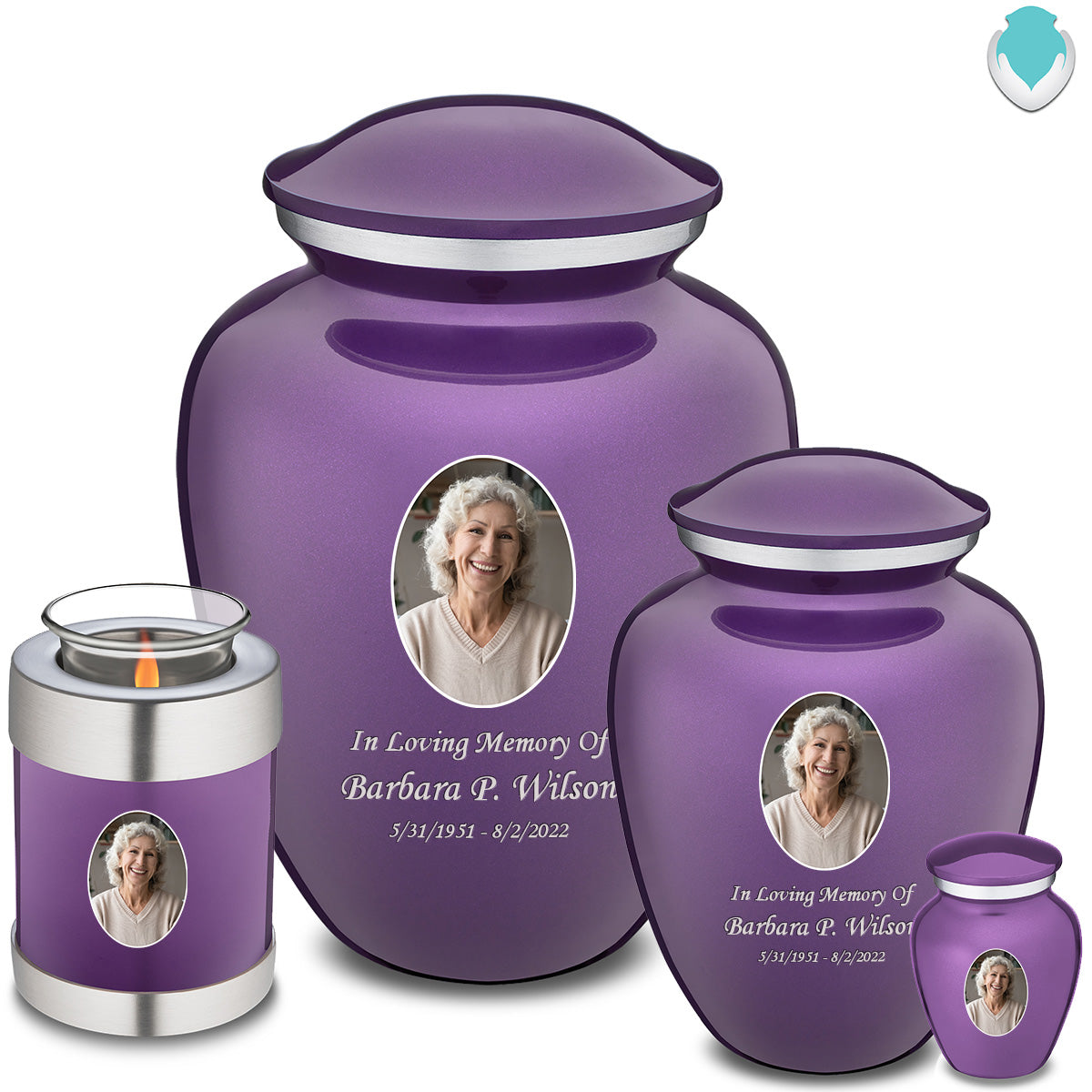 Candle Holder Embrace Purple Portrait Cremation Urn