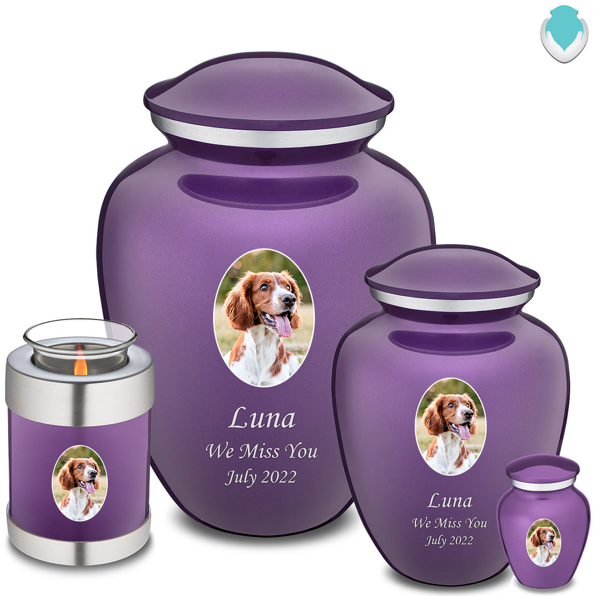 Adult Pet Embrace Purple Portrait Cremation Urn