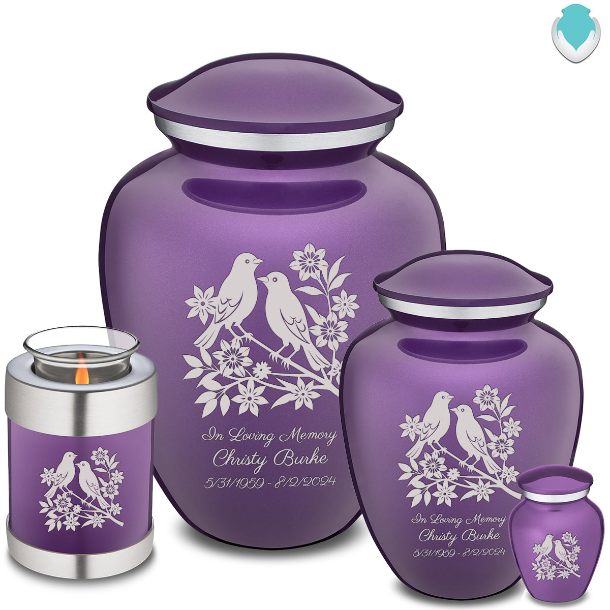 Keepsake Embrace Purple Songbirds Cremation Urn