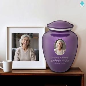 Adult Embrace Purple Portrait Cremation Urn