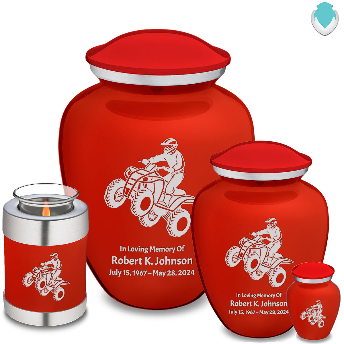 Candle Holder Embrace Bright Red ATV Cremation Urn