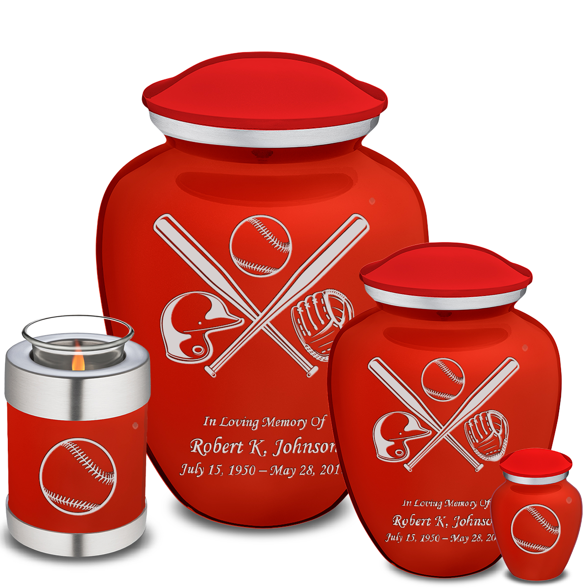 Adult Embrace Bright Red Baseball Cremation Urn