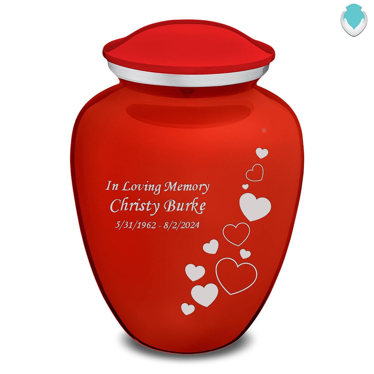 Adult Embrace Bright Red Floating Heart Cremation Urn