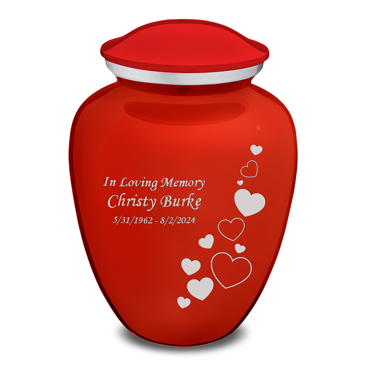 Adult Embrace Bright Red Floating Heart Cremation Urn