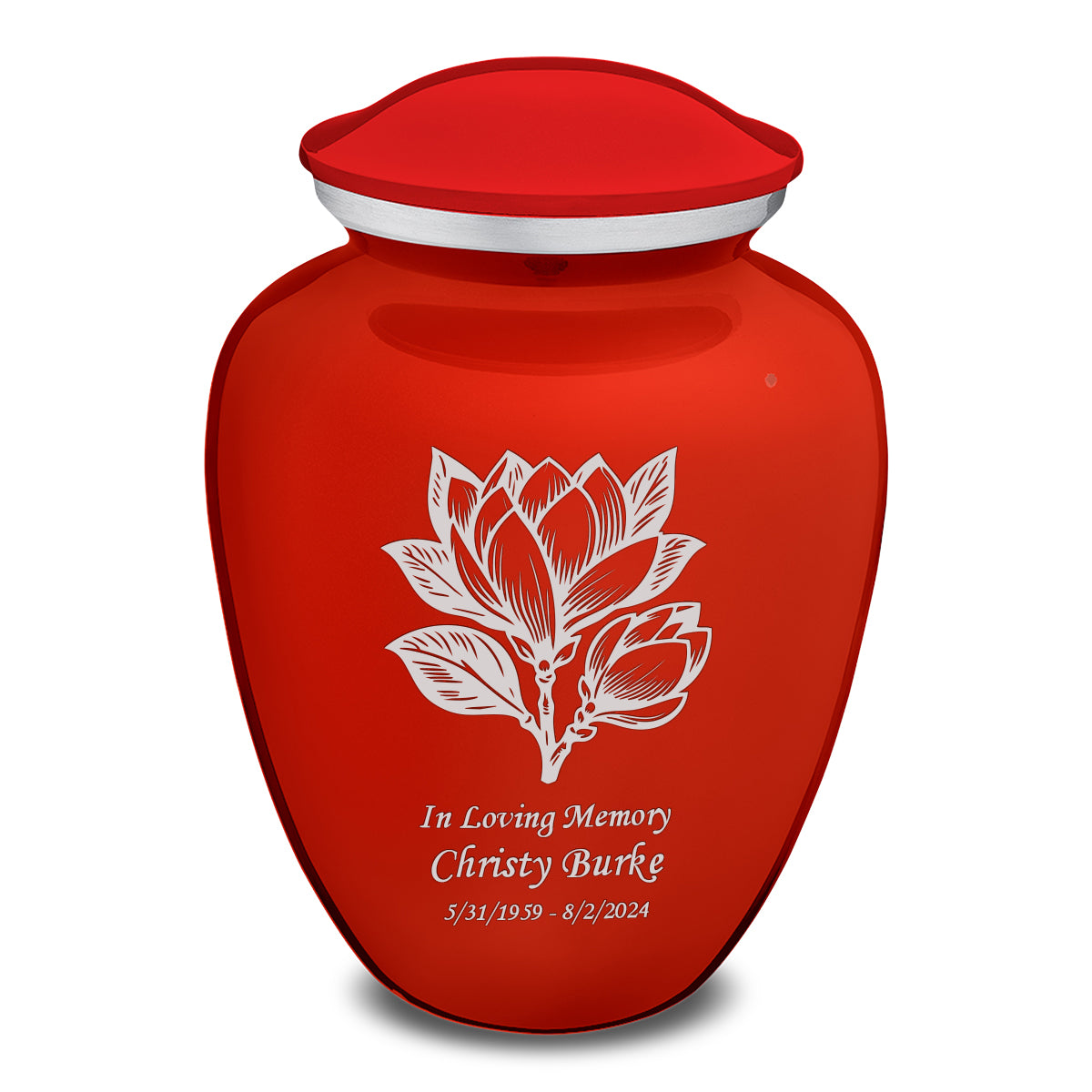 Adult Embrace Bright Red Magnolia Flower Cremation Urn