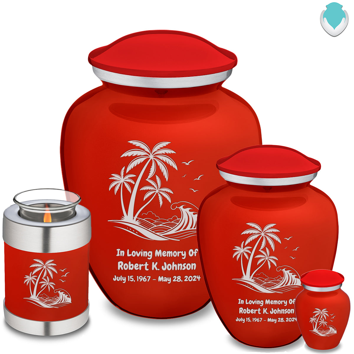 Medium Embrace Bright Red Palm Beach Cremation Urn