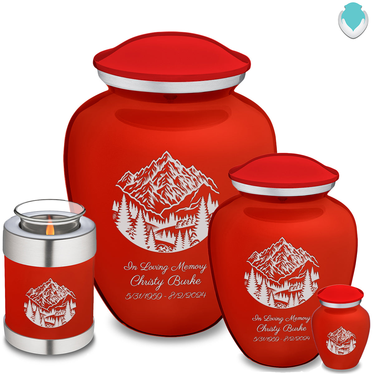 Candle Holder Embrace Bright Red Rocky Mountains Cremation Urn