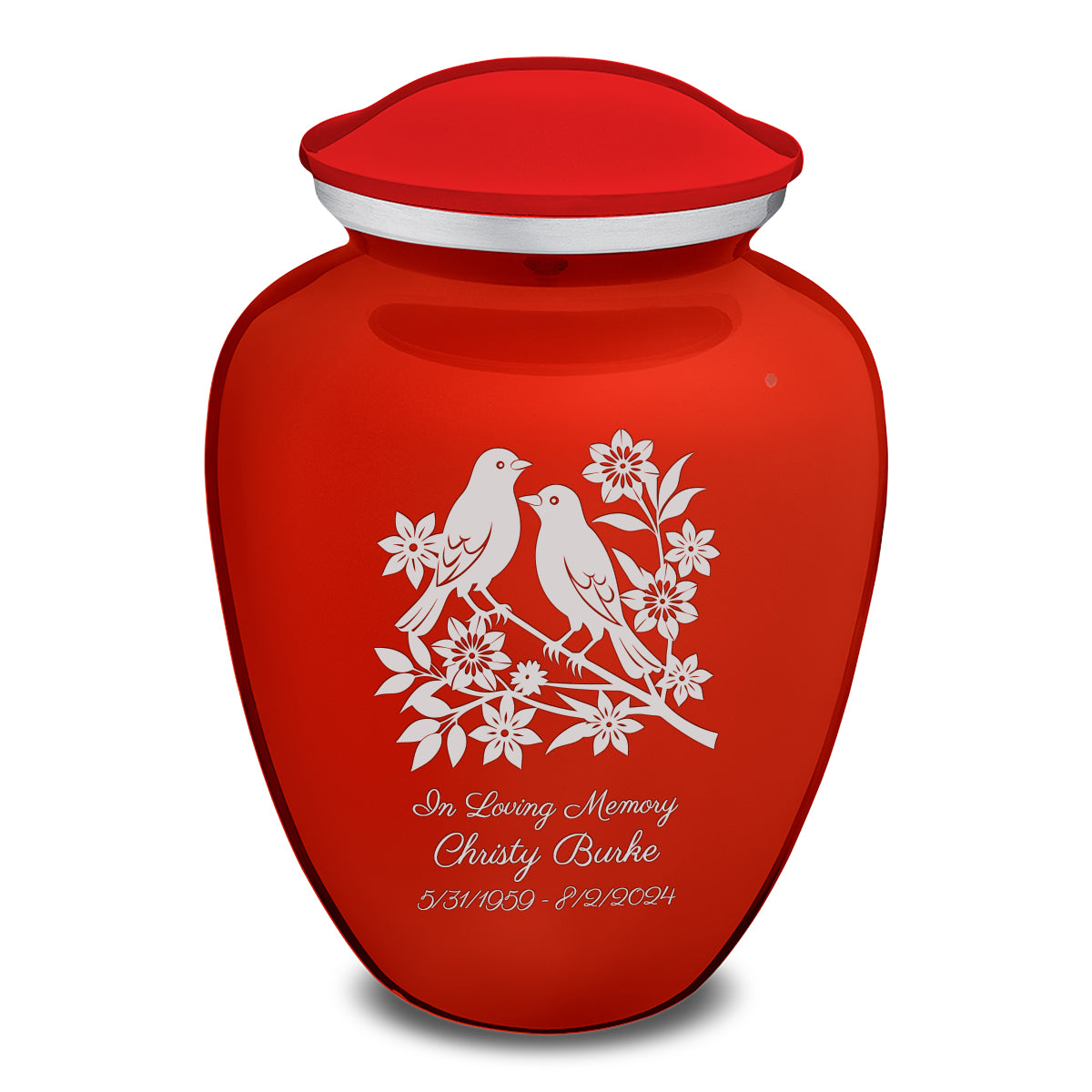 Adult Embrace Bright Red Songbirds Cremation Urn