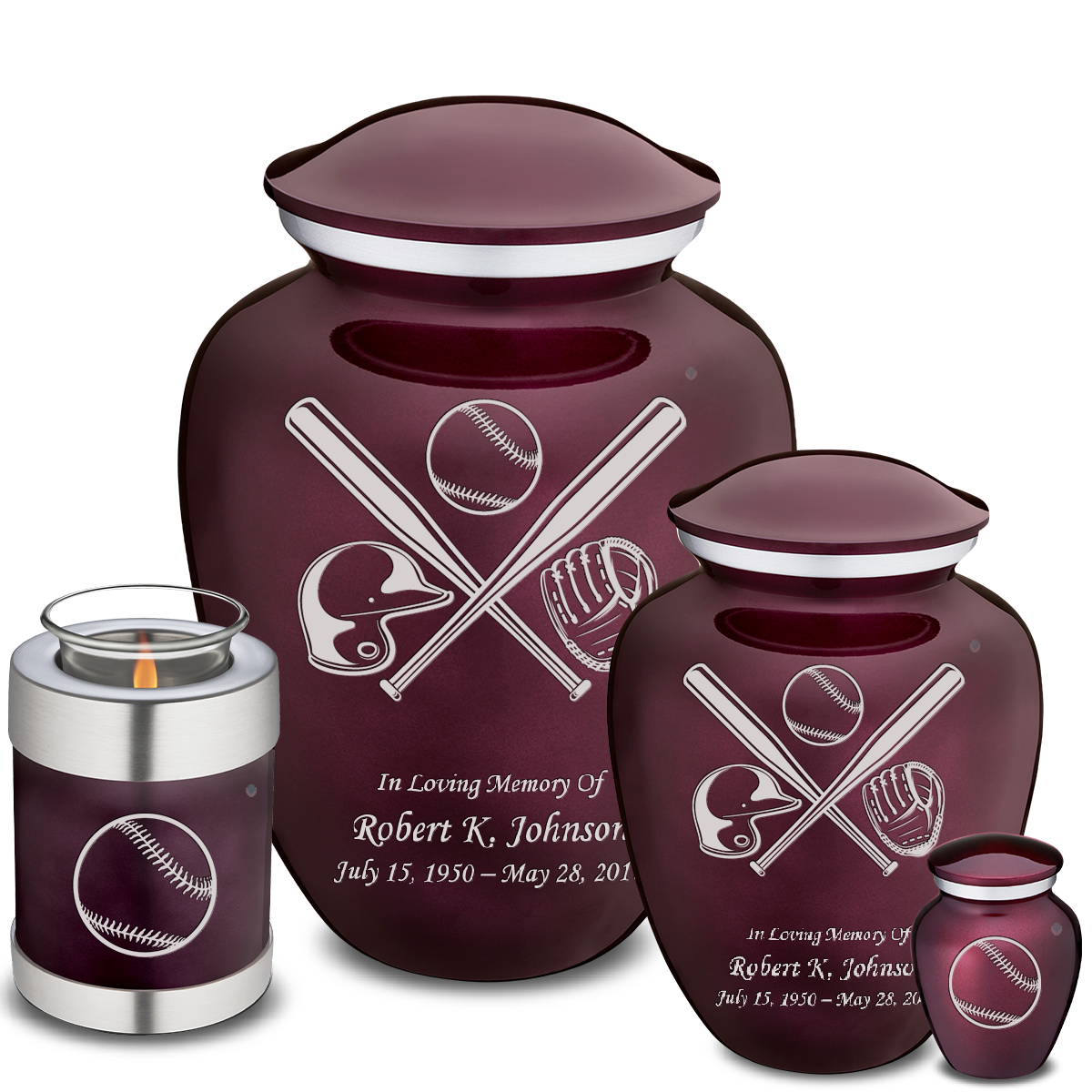 Adult Embrace Cherry Purple Baseball Cremation Urn