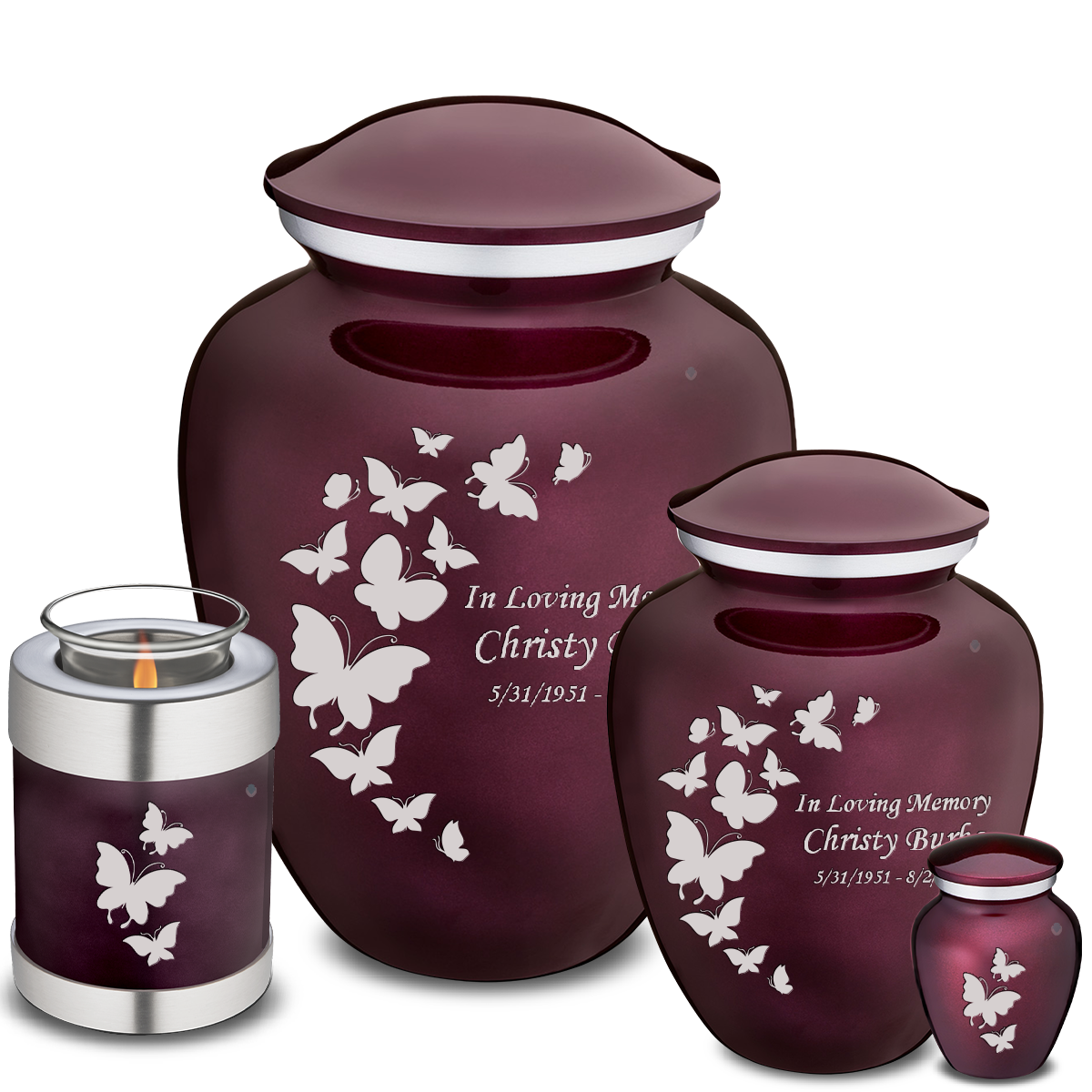 Adult Embrace Cherry Purple Butterflies Cremation Urn