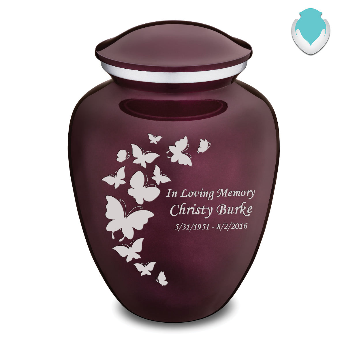 Adult Embrace Cherry Purple Butterflies Cremation Urn