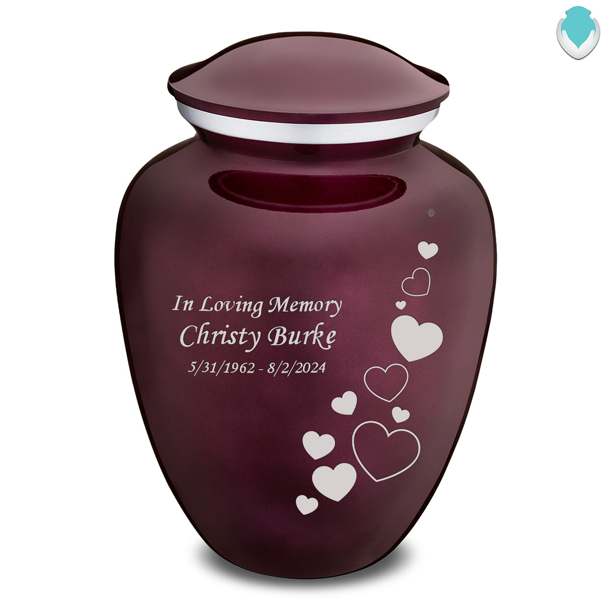 Adult Embrace Cherry Purple Floating Heart Cremation Urn