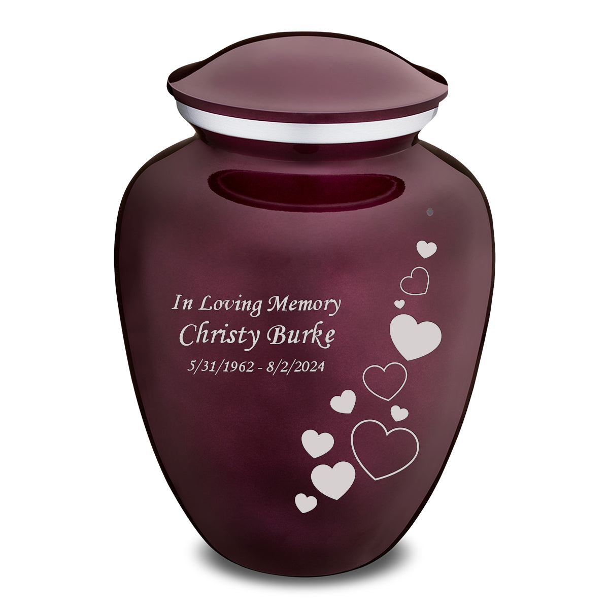 Adult Embrace Cherry Purple Floating Heart Cremation Urn