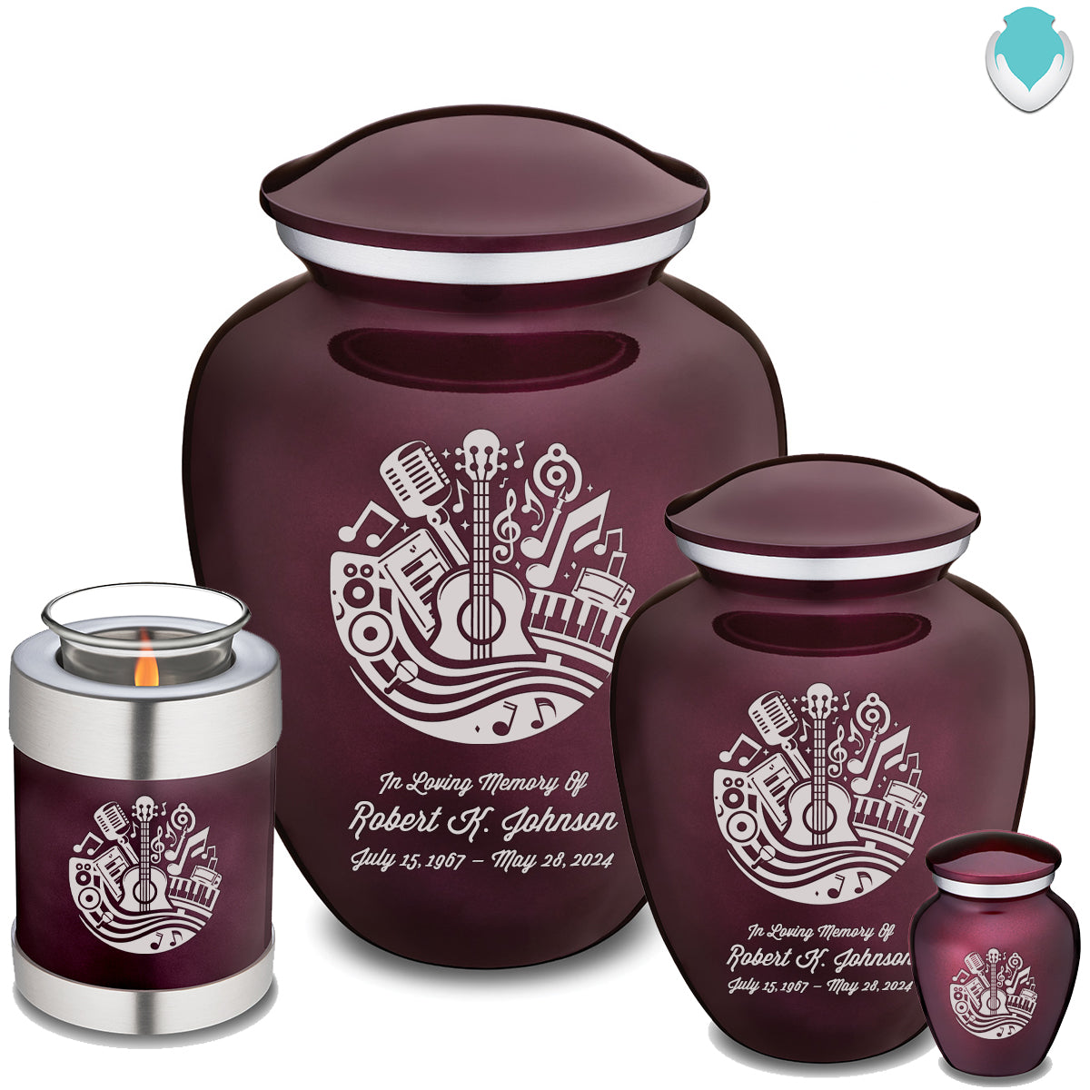 Keepsake Embrace Cherry Purple Music Cremation Urn