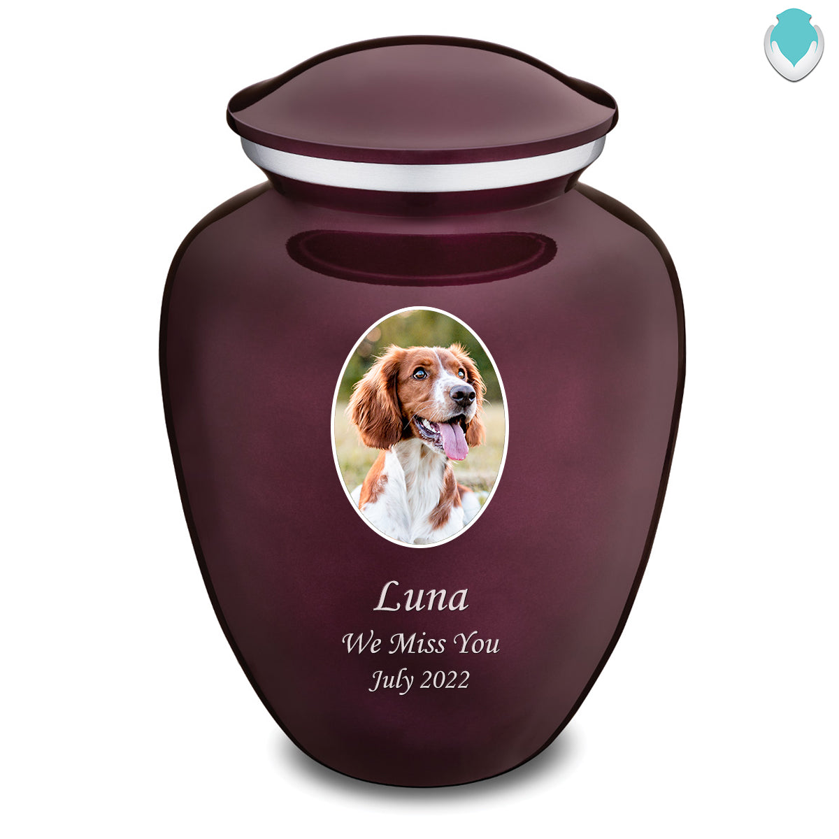 Adult Pet Embrace Cherry Purple Portrait Cremation Urn