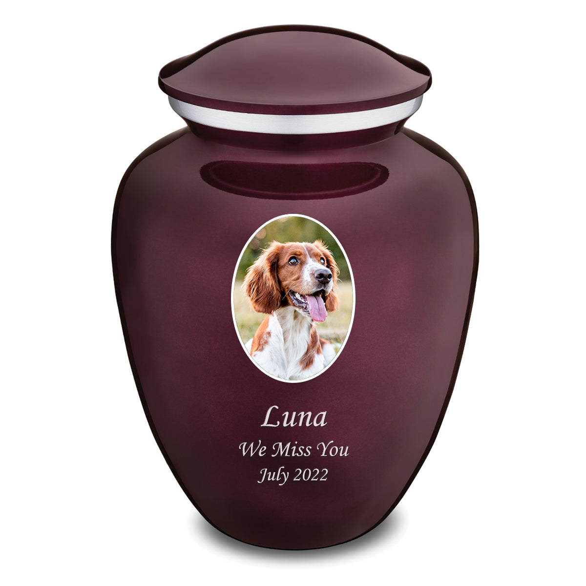 Adult Pet Embrace Cherry Purple Portrait Cremation Urn