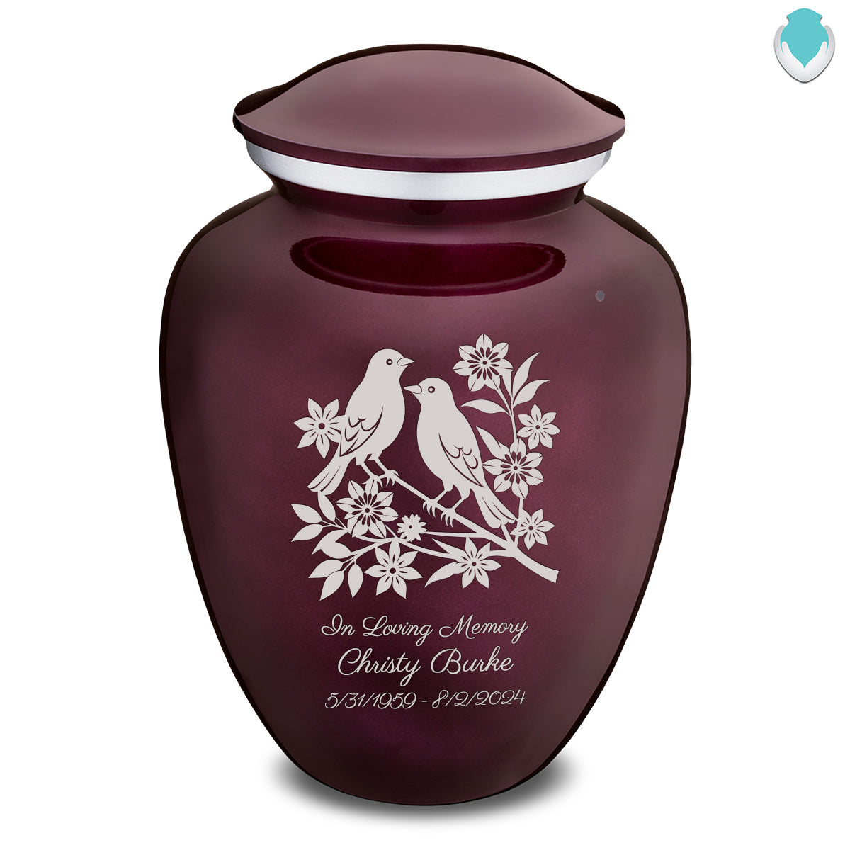 Adult Embrace Cherry Purple Songbirds Cremation Urn