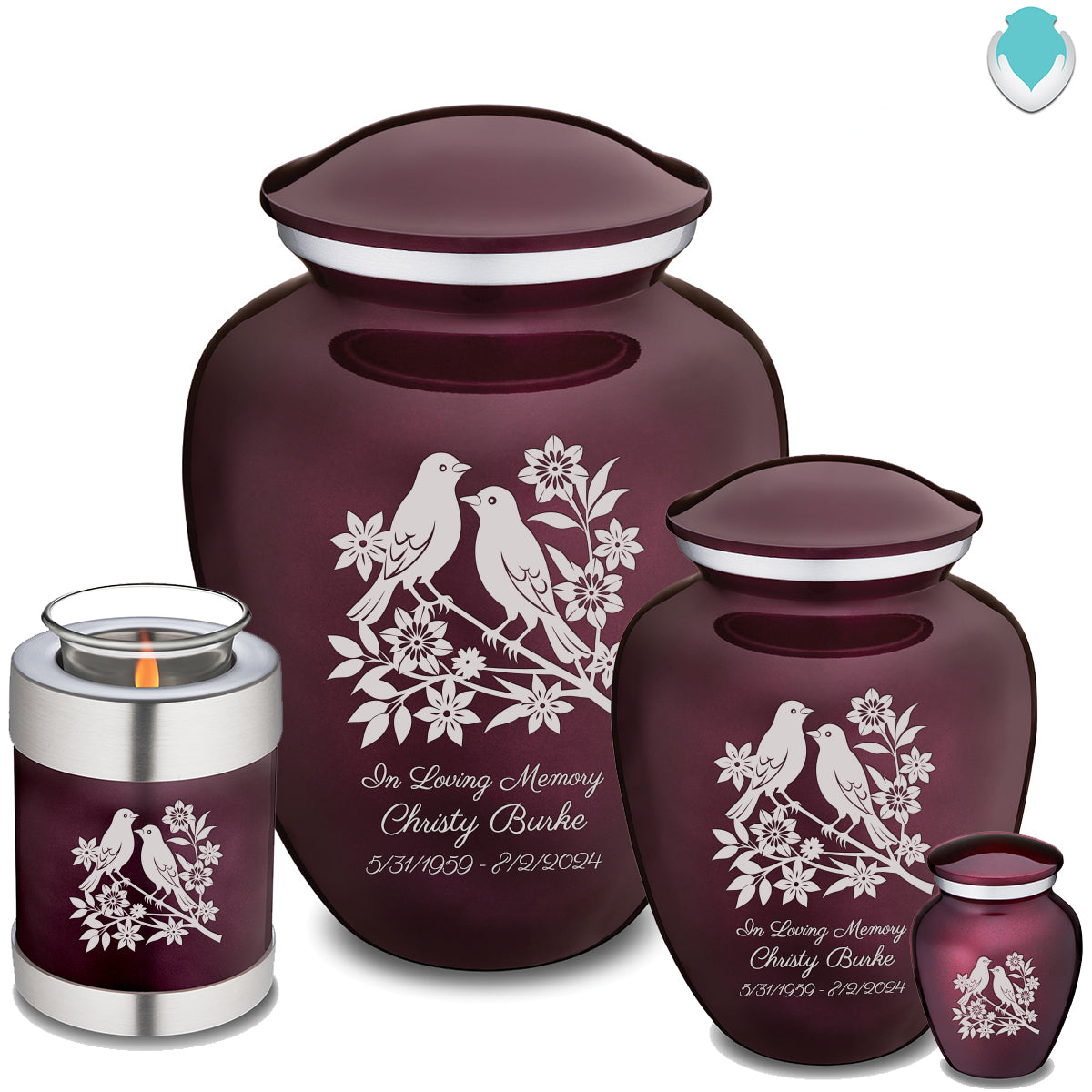 Keepsake Embrace Cherry Purple Songbirds Cremation Urn